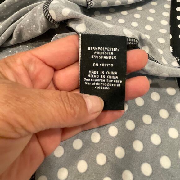 Zac & Rachel women's blouse Large shark tail black and white polka dot L/S - Picture 10 of 15